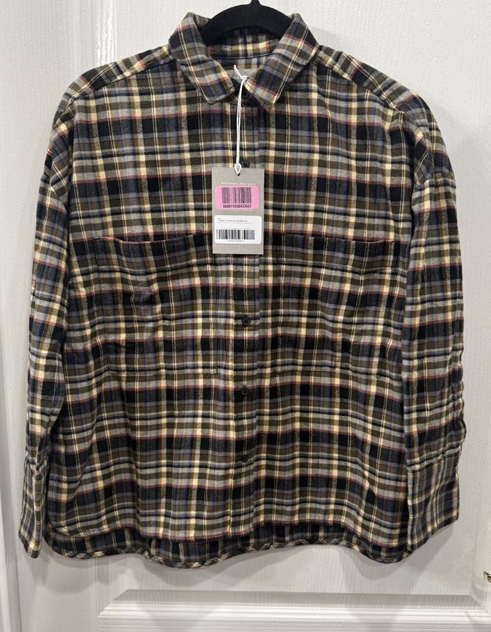 NWT Everlane Women's The Boxy Flannel Shirt XS Brown Plaid Button Down Top